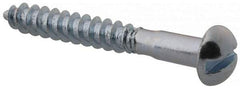 Value Collection - #5, 1" Length Under Head, Slotted Drive, Round Head Wood Screw - Zinc Plated Steel, Grade 2 - Apex Tool & Supply