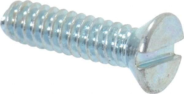 Value Collection - #4-40 UNC, 7/16" OAL Slotted Drive Machine Screw - Flat Head, Grade 2 Steel, Zinc-Plated Finish, Without Washer - Apex Tool & Supply