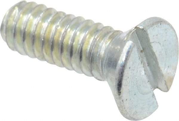 Value Collection - #5-40 UNC, 3/8" OAL Slotted Drive Machine Screw - Flat Head, Grade 2 Steel, Zinc-Plated Finish, Without Washer - Apex Tool & Supply