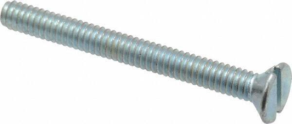 Value Collection - #5-40 UNC, 1-1/4" OAL Slotted Drive Machine Screw - Flat Head, Grade 2 Steel, Zinc-Plated Finish, Without Washer - Apex Tool & Supply