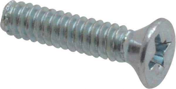 Value Collection - #4-40 UNC, 1/2" OAL Phillips Drive Machine Screw - Flat Head, Grade 2 Steel, Zinc-Plated Finish, Without Washer - Apex Tool & Supply