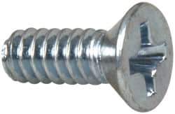 Value Collection - #6-32 UNC, 3/8" OAL Phillips Drive Machine Screw - Flat Head, Grade 2 Steel, Zinc-Plated Finish, Without Washer - Apex Tool & Supply