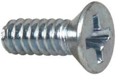 Value Collection - #6-32 UNC, 3/8" OAL Phillips Drive Machine Screw - Flat Head, Grade 2 Steel, Zinc-Plated Finish, Without Washer - Apex Tool & Supply