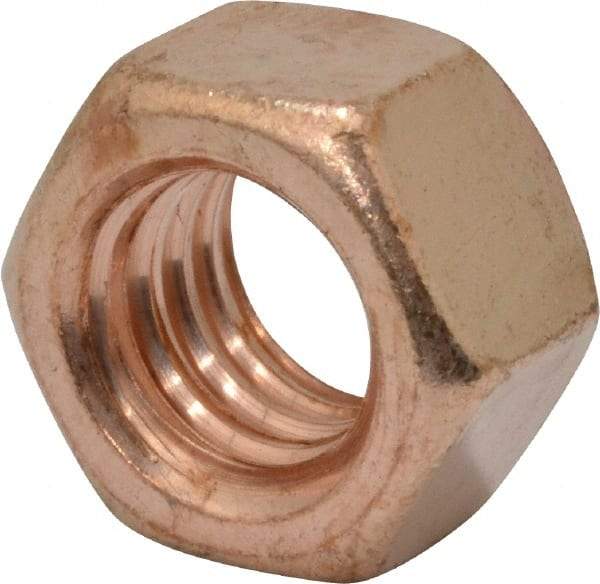 Value Collection - 3/8-16 UNC Silicon Bronze Right Hand Hex Nut - 9/16" Across Flats, 21/64" High, Uncoated - Apex Tool & Supply