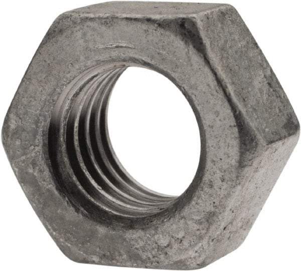 Value Collection - 7/16-14 UNC Steel Right Hand Hex Nut - 11/16" Across Flats, 3/8" High, Hot Dipped Galvanized Finish - Apex Tool & Supply