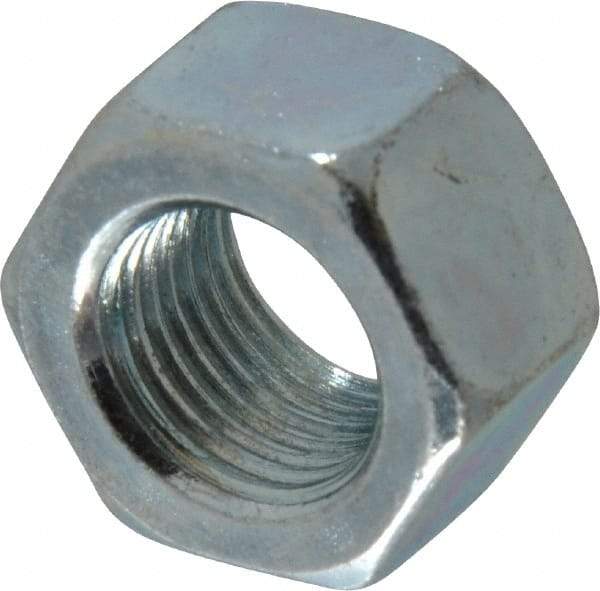 Value Collection - 1/2-20 UN Steel Right Hand Hex Nut - 3/4" Across Flats, 7/16" High, Zinc-Plated Finish - Apex Tool & Supply