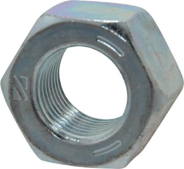 Value Collection - 9/16-18 UNF Steel Right Hand Hex Nut - 7/8" Across Flats, 31/64" High, Zinc-Plated Finish - Apex Tool & Supply