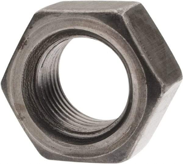 Value Collection - 1/2-20 UNF Steel Left Hand Hex Nut - 3/4" Across Flats, 7/16" High, Uncoated - Apex Tool & Supply
