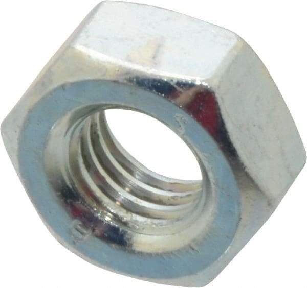 Value Collection - M10x1.50 Metric Coarse Steel Right Hand Hex Nut - 17mm Across Flats, 8mm High, Zinc-Plated Finish - Apex Tool & Supply