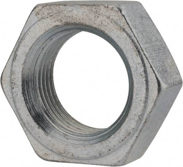 Value Collection - 1-1/8 - 12 UNF Steel Right Hand Hex Jam Nut - 1-11/16" Across Flats, 39/64" High, Zinc Clear Finish - Apex Tool & Supply
