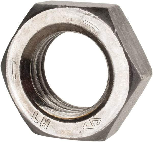 Value Collection - 1-8 UNC Steel Left Hand Hex Jam Nut - 1-1/2" Across Flats, 35/64" High, Uncoated - Apex Tool & Supply