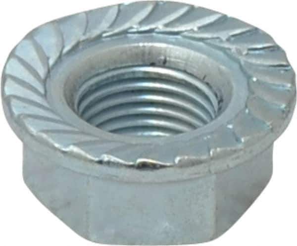 Value Collection - 1/2-20, 1.031" Flange Diam, Serrated Flange Nut - Grade Grade 2 Steel, Zinc-Plated Finish, 0.458" Flange Height - Apex Tool & Supply
