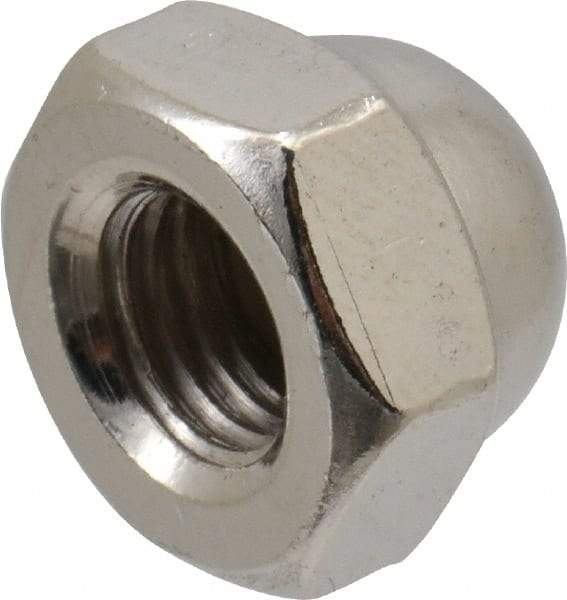Value Collection - 5/16-24" UNF, 9/16" Width Across Flats, Nickel Plated, Steel Acorn Nut - 3/8" Overall Height, Grade 2 - Apex Tool & Supply
