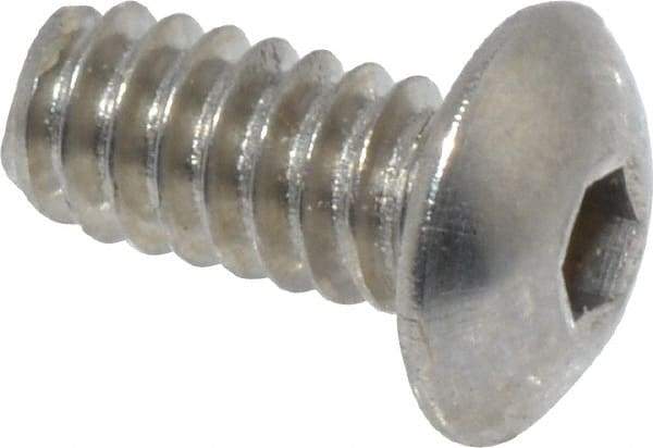 Value Collection - #4-40 UNC Hex Socket Drive, Button Screw - Grade 18-8 Stainless Steel, Uncoated, Fully Threaded, 1/4" Length Under Head - Apex Tool & Supply