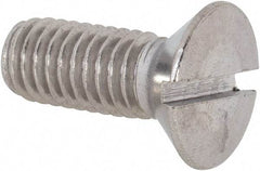 Value Collection - 3/8-16 UNC, 1" OAL Slotted Drive Machine Screw - Flat Head, Grade 18-8 Stainless Steel, Uncoated, Without Washer - Apex Tool & Supply
