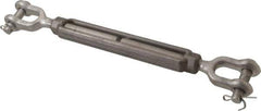 Made in USA - 2,200 Lb Load Limit, 1/2" Thread Diam, 6" Take Up, Stainless Steel Jaw & Jaw Turnbuckle - 7-1/2" Body Length, 3/4" Neck Length, 13" Closed Length - Apex Tool & Supply