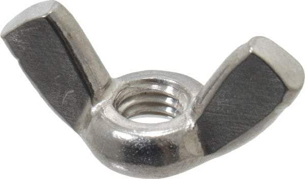 Value Collection - #10-32 UNF, Stainless Steel Standard Wing Nut - Grade 18-8, 0.91" Wing Span, 0.47" Wing Span - Apex Tool & Supply
