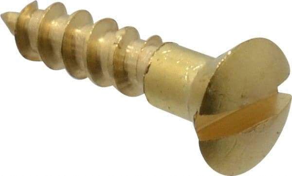 Value Collection - #4, 1/2" Length Under Head, Slotted Drive, Oval Head Wood Screw - ASME B18.6.1, Brass - Apex Tool & Supply