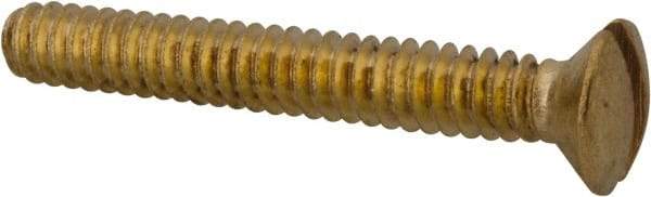 Value Collection - #6-32 UNC, 1" OAL Slotted Drive Machine Screw - Oval Head, Brass, Uncoated, Without Washer - Apex Tool & Supply