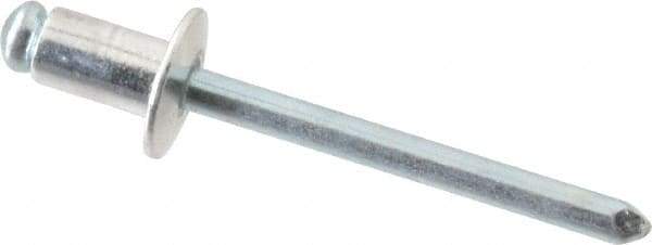 RivetKing - Size 62 Dome Head Aluminum Open End Blind Rivet - Steel Mandrel, 0.02" to 1/8" Grip, 3/8" Head Diam, 0.192" to 0.196" Hole Diam, 0.325" Length Under Head, 3/16" Body Diam - Apex Tool & Supply