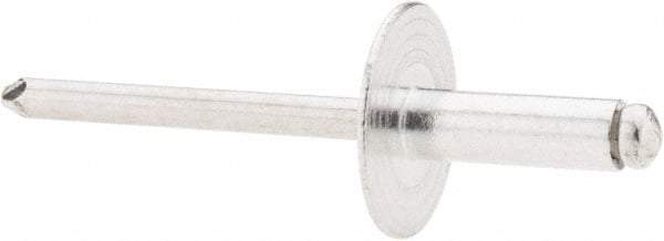 RivetKing - Size 66 Large Flange Dome Head Aluminum Open End Blind Rivet - Aluminum Mandrel, 0.251" to 3/8" Grip, 5/8" Head Diam, 0.192" to 0.196" Hole Diam, 0.575" Length Under Head, 3/16" Body Diam - Apex Tool & Supply