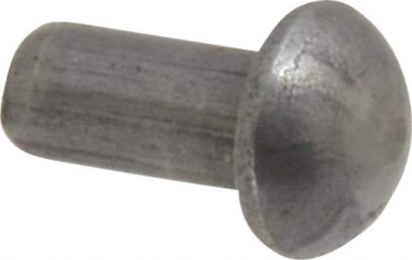 RivetKing - 1/8" Body Diam, Round Steel Solid Rivet - 1/4" Length Under Head - Apex Tool & Supply