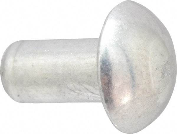 RivetKing - 1/8" Body Diam, Round Aluminum Solid Rivet - 1/4" Length Under Head, Grade 1100F - Apex Tool & Supply