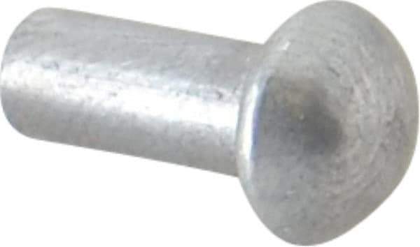 RivetKing - 5/32" Body Diam, Round Uncoated Aluminum Solid Rivet - 3/8" Length Under Head, Grade 1100F - Apex Tool & Supply