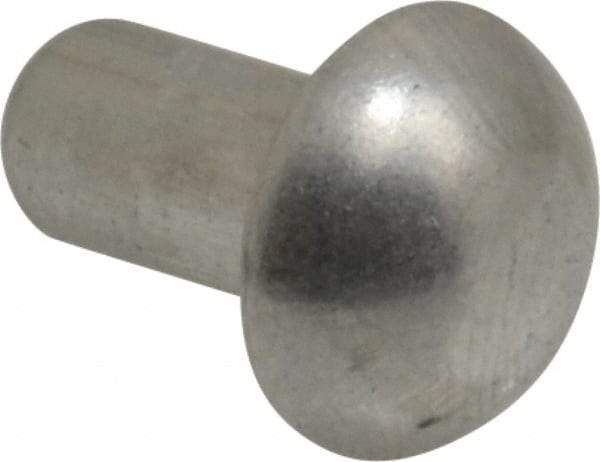 RivetKing - 1/4" Body Diam, Round Uncoated Aluminum Solid Rivet - 1/2" Length Under Head, Grade 1100F - Apex Tool & Supply