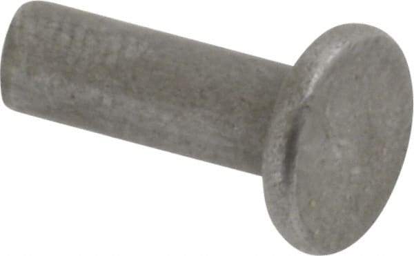RivetKing - 1/8" Body Diam, Flat Uncoated Steel Solid Rivet - 3/8" Length Under Head - Apex Tool & Supply