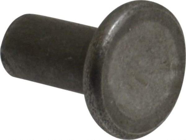 RivetKing - 3/16" Body Diam, Flat Uncoated Steel Solid Rivet - 3/8" Length Under Head - Apex Tool & Supply