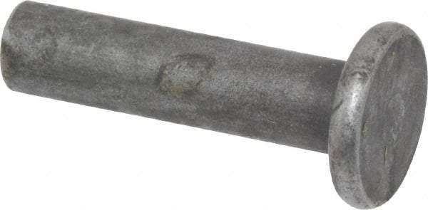 RivetKing - 1/4" Body Diam, Flat Steel Solid Rivet - 1" Length Under Head - Apex Tool & Supply