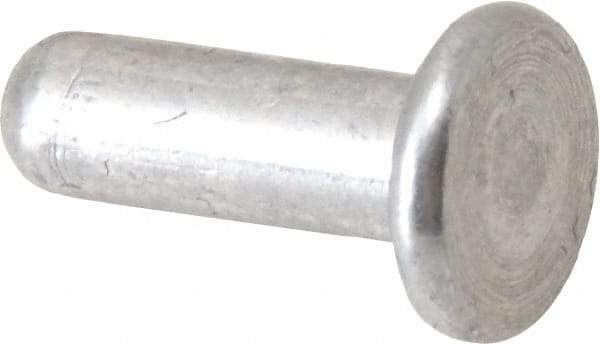 RivetKing - 1/8" Body Diam, Flat Uncoated Aluminum Solid Rivet - 3/8" Length Under Head, Grade 1100F - Apex Tool & Supply