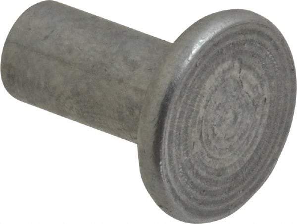 RivetKing - 1/4" Body Diam, Flat Uncoated Aluminum Solid Rivet - 1/2" Length Under Head, Grade 1100F - Apex Tool & Supply