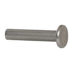 RivetKing - 1/4" Body Diam, Flat Uncoated Stainless Steel Solid Rivet - 1-1/4" Length Under Head, Grade 18-8 - Apex Tool & Supply