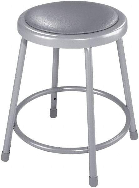 NPS - 18 Inch High, Stationary Fixed Height Stool - 14 Inch Deep x 14 Inch Wide, Vinyl Seat, Grey - Apex Tool & Supply
