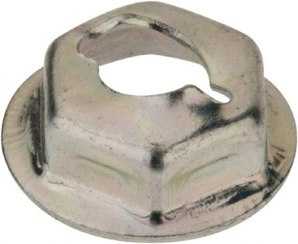 Au-Ve-Co Products - 3/16" Hole Diam, 1/2" OD, 3/8" Width Across Flats Washer Lock Nut - Zinc-Plated Spring Steel, For Use with Non Threaded Fasteners - Apex Tool & Supply