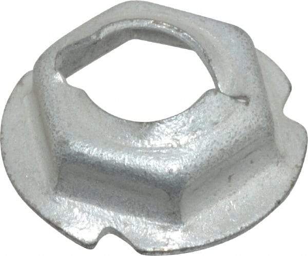 Au-Ve-Co Products - 1/4" Hole Diam, 19/32" OD, 7/16" Width Across Flats Washer Lock Nut - Zinc-Plated Spring Steel, For Use with Non Threaded Fasteners - Apex Tool & Supply