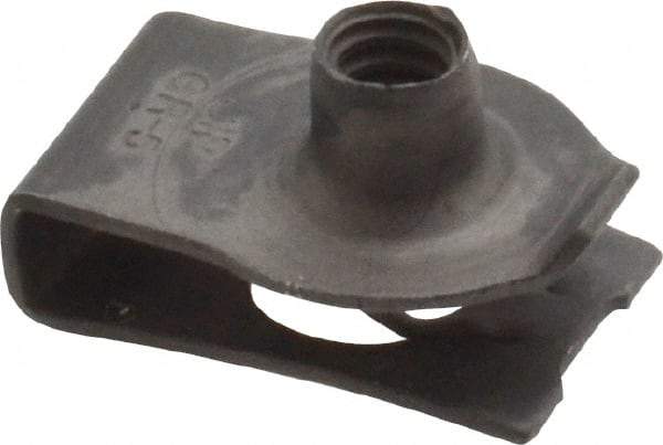 Au-Ve-Co Products - #10-24 Screw, 0.025 to 1/8" Thick, Spring Steel Extruded Tapped Hole U Nut - 15/32" Center Edge, Black Phosphate Finish - Apex Tool & Supply
