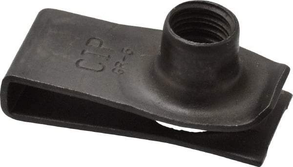 Au-Ve-Co Products - 5/16-18 Screw, 0.025 to 0.15" Thick, Spring Steel Extruded Tapped Hole U Nut - 27/32" Center Edge, Black Phosphate Finish - Apex Tool & Supply
