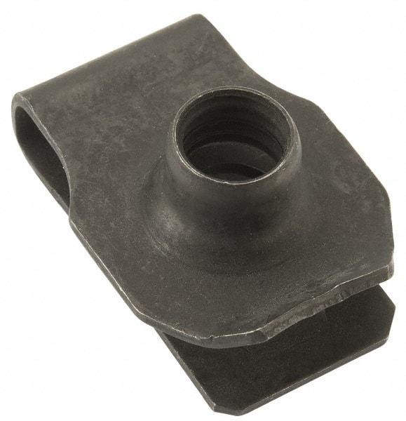 Au-Ve-Co Products - 3/8-16 Screw, 0.05 to 0.2" Thick, Spring Steel Extruded Tapped Hole U Nut - 3/4" Center Edge, Black Phosphate Finish - Apex Tool & Supply