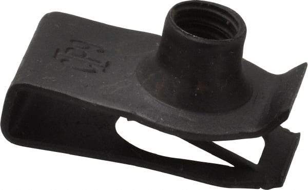 Value Collection - M6x1.00 Screw, 0.8 to 4mm Thick, Spring Steel Extruded Tapped Hole U Nut - 17/32" Center Edge, Black Phosphate Finish - Apex Tool & Supply