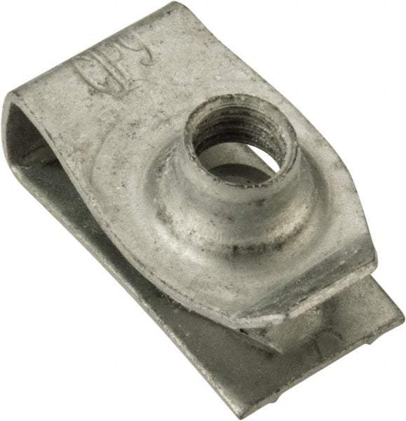 Au-Ve-Co Products - M6x1.00 Screw, 3.4 to 6.3mm Thick, Spring Steel Extruded Tapped Hole U Nut - 9/16" Center Edge, Black Phosphate Finish - Apex Tool & Supply