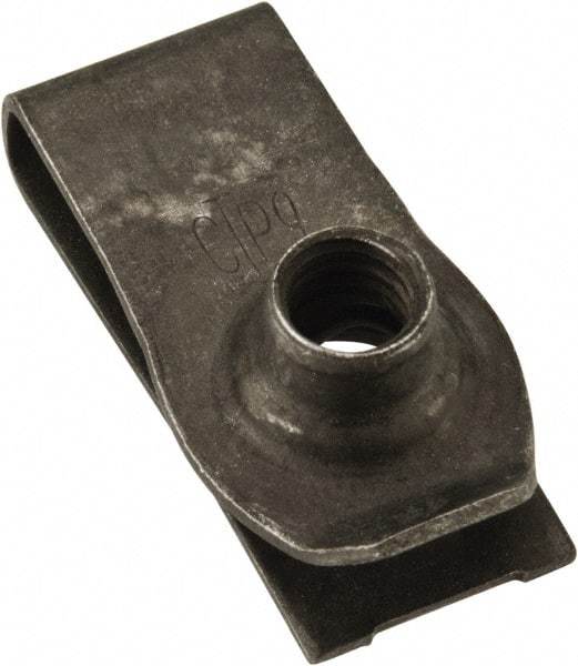 Au-Ve-Co Products - M6x1.00 Screw, 0.34 to 4mm Thick, Spring Steel Extruded Tapped Hole U Nut - 25/32" Center Edge, Black Phosphate Finish - Apex Tool & Supply