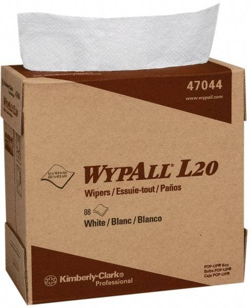 WypAll - L20 Dry General Purpose Wipes - Pop-Up, 16-3/4" x 9" Sheet Size, White - Apex Tool & Supply