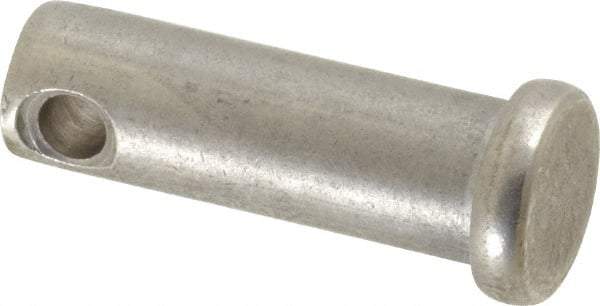 Made in USA - 3/8" Pin Diam, 1-1/8" OAL, Standard Clevis Pin - 5/32" Hole, 31/32" Usable Length, Uncoated Stainless Steel - Apex Tool & Supply