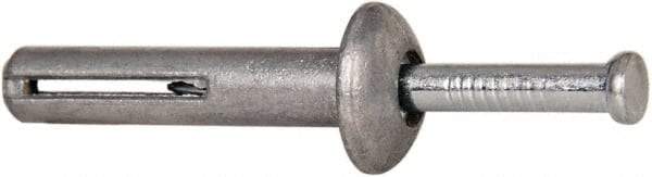 Powers Fasteners - 1/4" Diam, 1/4" Drill, 1-1/4" OAL, 1-7/8" Min Embedment Hammer Drive Concrete Anchor - Steel (Drive Pin)/Zamac Alloy (Body), Zinc-Plated Finish, Mushroom Head - Apex Tool & Supply