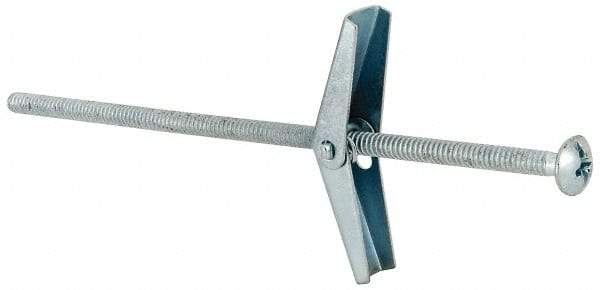 Powers Fasteners - 1/8" Screw, 1/8" Diam, 4" Long, Toggle Bolt Drywall & Hollow Wall Anchor - 3/8" Drill, Zinc Plated, Steel, Grade Zamac 7, Use in Drywall & Wallboard - Apex Tool & Supply