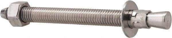 Powers Fasteners - 1/2" Diam, 1/2" Drill, 5-1/2" OAL, Wedge Expansion Concrete Anchor - 304 Stainless Steel, Hex Nut Head, Hex Drive, 4-1/8" Thread Length - Apex Tool & Supply