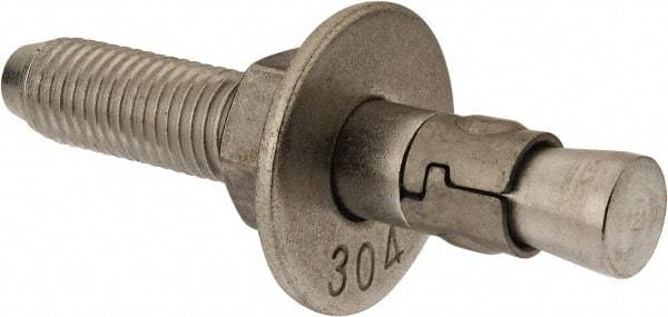 Powers Fasteners - 3/4" Diam, 3/4" Drill, 4-3/4" OAL, Wedge Expansion Concrete Anchor - 304 Stainless Steel, Hex Nut Head, Hex Drive, 2-7/8" Thread Length - Apex Tool & Supply